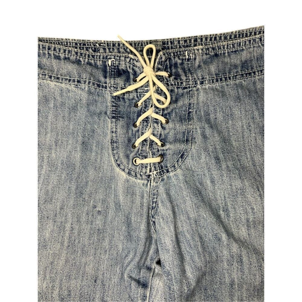 Vintage lei Juniors 7 Lace Up Flare Low Rise Jeans Light Wash Denim Y2K - Picture 2 of 7